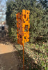 Abstract Modern Bird Feeder in Rustic Orange - Welded Steel and aluminum - "Birdle" series #5 - Freestanding unique modern garden art