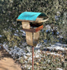 Abstract Modern Bird Feeder #415 in Welded Steel, Copper, Stainless Steel -Freestanding unique modern bird feeder