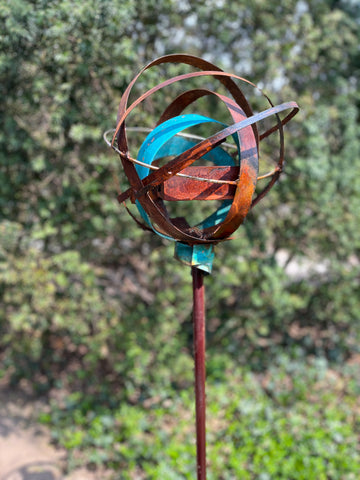 Sculptural Modern Bird Feeder #425 in Welded Steel, Copper, Stainless Steel -Freestanding unique modern bird feeder