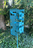 Sculptural Modern Bird Feeder in Vintage Teal - Welded Steel and stainless steel -  Freestanding unique modern garden art