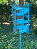 Sculptural Modern Bird Feeder in Vintage Teal - Welded Steel and stainless steel -  Freestanding unique modern garden art