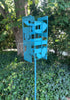 Sculptural Modern Bird Feeder in Vintage Teal - Welded Steel and stainless steel -  Freestanding unique modern garden art