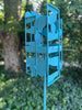 Sculptural Modern Bird Feeder in Vintage Teal - Welded Steel and stainless steel -  Freestanding unique modern garden art