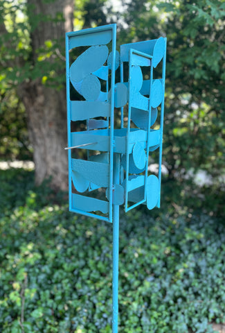 Sculptural Modern Bird Feeder in Vintage Teal - Welded Steel and stainless steel -  Freestanding unique modern garden art Sculptural Modern Bird Feeder in Vintage Teal - Welded Steel and stainless steel -  Freestanding unique modern garden art