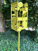Sculptural Modern Bird Feeder in Lemongrass - Welded Steel and stainless steel -  Freestanding unique modern garden art