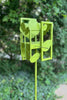 Sculptural Modern Bird Feeder in Eden Green / Avocado - Welded Steel and stainless steel -  1970s Inspired Freestanding unique modern garden art