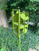 Sculptural Modern Bird Feeder in Eden Green / Avocado - Welded Steel and stainless steel -  1970s Inspired Freestanding unique modern garden art