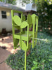 Sculptural Modern Bird Feeder in Eden Green / Avocado - Welded Steel and stainless steel -  1970s Inspired Freestanding unique modern garden art