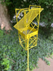 Abstract Sculptural Artistic Modern Bird Feeder in Welded Steel and Stainless Steel with Yellow spray enamel finish