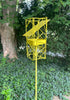 Abstract Sculptural Artistic Modern Bird Feeder in Welded Steel and Stainless Steel with Yellow spray enamel finish