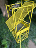 Abstract Sculptural Artistic Modern Bird Feeder in Welded Steel and Stainless Steel with Yellow spray enamel finish