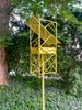 Abstract Sculptural Artistic Modern Bird Feeder in Welded Steel and Stainless Steel with Yellow spray enamel finish