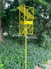 Abstract Sculptural Artistic Modern Bird Feeder in Welded Steel and Stainless Steel with Yellow spray enamel finish