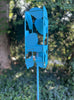 Sculptural Modern Bird Feeder in Aqua Blue - Welded Steel and stainless steel -  Freestanding unique modern garden art