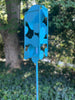 Sculptural Modern Bird Feeder in Aqua Blue - Welded Steel and stainless steel -  Freestanding unique modern garden art