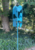 Sculptural Modern Bird Feeder in Aqua Blue - Welded Steel and stainless steel -  Freestanding unique modern garden art