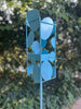 Sculptural Modern Bird Feeder in Aqua Blue - Welded Steel and stainless steel -  Freestanding unique modern garden art