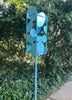 Sculptural Modern Bird Feeder in Aqua Blue - Welded Steel and stainless steel -  Freestanding unique modern garden art