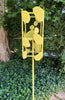 Sculptural Modern Bird Feeder in Lemon Yellow - Welded Steel and stainless steel -  Freestanding unique modern garden art