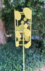 Sculptural Modern Bird Feeder in Lemon Yellow - Welded Steel and stainless steel -  Freestanding unique modern garden art