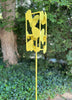 Sculptural Modern Bird Feeder in Lemon Yellow - Welded Steel and stainless steel -  Freestanding unique modern garden art