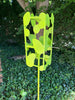 Sculptural Modern Bird Feeder in Key Lime Green - Welded Steel and stainless steel -  Freestanding unique modern garden art