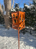 Freestanding Modern Bird Feeder finished in Cinnamon - Hand crafted welded steel and stainless steel garden art