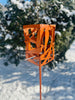 Freestanding Modern Bird Feeder finished in Cinnamon - Hand crafted welded steel and stainless steel garden art