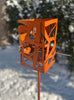 Freestanding Modern Bird Feeder finished in Cinnamon - Hand crafted welded steel and stainless steel garden art