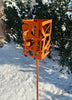 Freestanding Modern Bird Feeder finished in Cinnamon - Hand crafted welded steel and stainless steel garden art