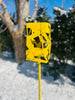 Freestanding Modern Bird Feeder finished in Lemon Yellow - Hand crafted welded steel and stainless steel garden art