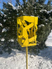 Freestanding Modern Bird Feeder finished in Lemon Yellow - Hand crafted welded steel and stainless steel garden art