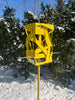 Freestanding Modern Bird Feeder finished in Lemon Yellow - Hand crafted welded steel and stainless steel garden art