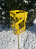 Freestanding Modern Bird Feeder finished in Lemon Yellow - Hand crafted welded steel and stainless steel garden art