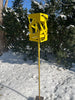 Freestanding Modern Bird Feeder finished in Lemon Yellow - Hand crafted welded steel and stainless steel garden art