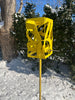 Freestanding Modern Bird Feeder finished in Lemon Yellow - Hand crafted welded steel and stainless steel garden art