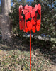 Abstract Modern Bird Feeder in Fire Orange - Welded Steel and aluminum - Freestanding garden art