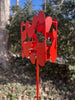 Abstract Modern Bird Feeder in Fire Orange - Welded Steel and aluminum - Freestanding garden art