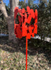 Abstract Modern Bird Feeder in Fire Orange - Welded Steel and aluminum - Freestanding garden art