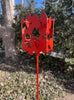 Abstract Modern Bird Feeder in Fire Orange - Welded Steel and aluminum - Freestanding garden art