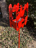 Abstract Modern Bird Feeder in Fire Orange - Welded Steel and aluminum - Freestanding garden art