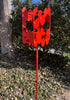Abstract Modern Bird Feeder in Fire Orange - Welded Steel and aluminum - Freestanding garden art