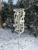 Freestanding Modern Bird Feeder finished in Heirloom White - Hand crafted welded steel and stainless steel garden art