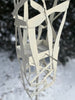Freestanding Modern Bird Feeder finished in Heirloom White - Hand crafted welded steel and stainless steel garden art