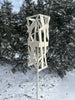 Freestanding Modern Bird Feeder finished in Heirloom White - Hand crafted welded steel and stainless steel garden art