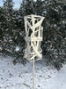Freestanding Modern Bird Feeder finished in Heirloom White - Hand crafted welded steel and stainless steel garden art