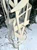 Freestanding Modern Bird Feeder finished in Heirloom White - Hand crafted welded steel and stainless steel garden art