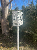 Freestanding Sculptural Modern Bird Feeder in Gloss White - Hand crafted welded steel and stainless steel garden art