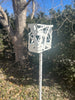 Freestanding Sculptural Modern Bird Feeder in Gloss White - Hand crafted welded steel and stainless steel garden art