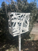 Freestanding Sculptural Modern Bird Feeder in Gloss White - Hand crafted welded steel and stainless steel garden art